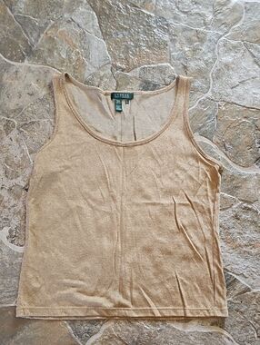 Lauren Ralph Lauren Metallic Gold Knit Tank Top